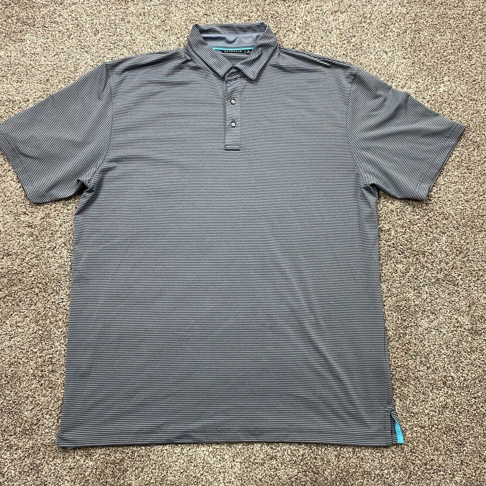Devereux Shirt Mens XL polo stripe Stretch Performance stretch embroidered‎